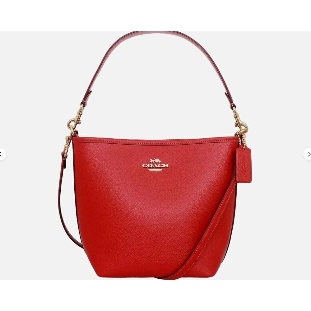 NWT COACH CT801 City Bucket Leather Bag Purse Bold Red/ Gold - Picture 2 of 8